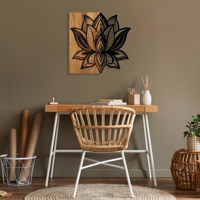 Wallity Lotus 10 Escultura de pared en Nogal y Negro Wallity Lotus 10 Escultura de pared en Nogal y Negro